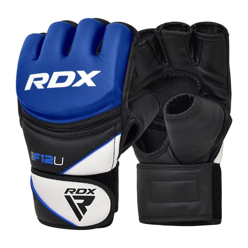 RDX Sports F12 Fingerless MMA Grappling Boxing Gloves (Blue)